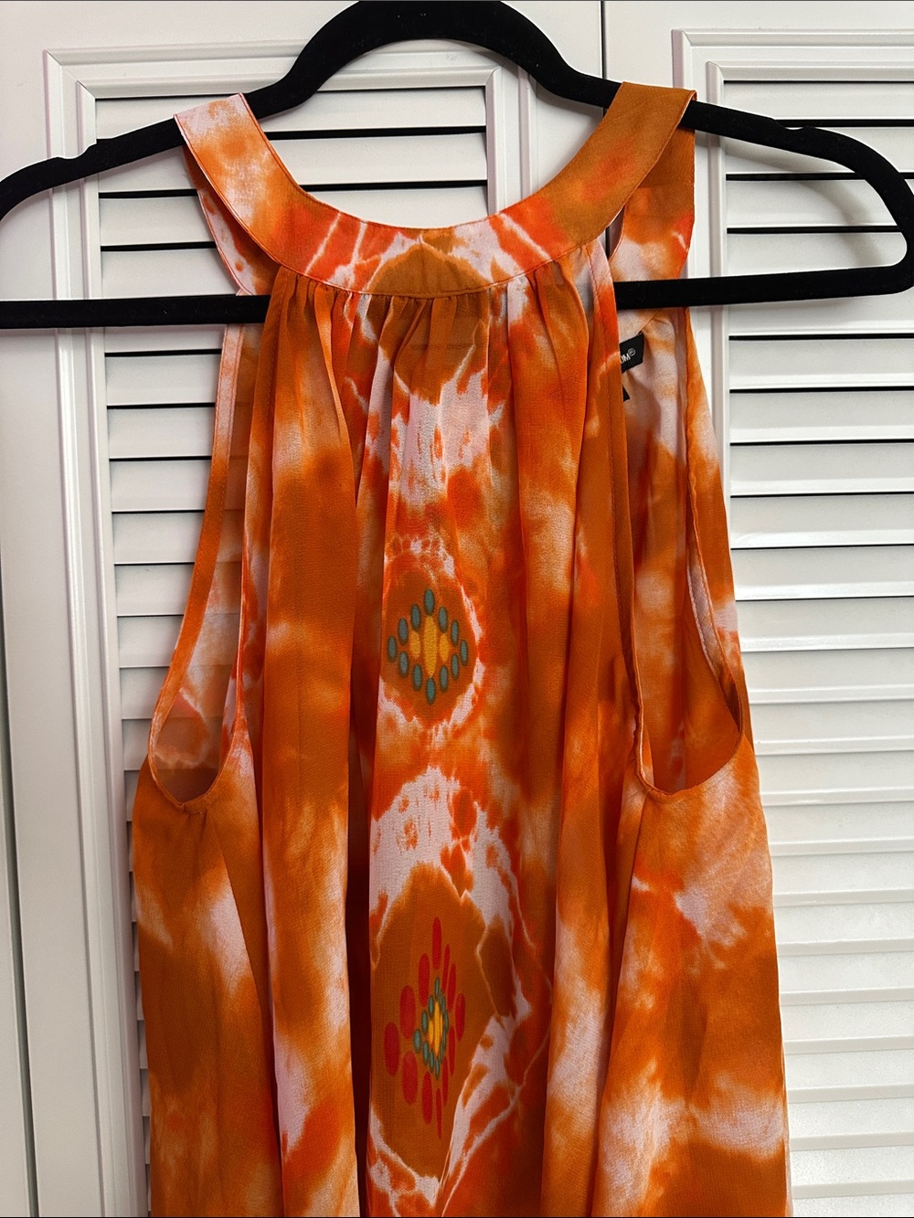 Unique Spectrum Orange Tie-Dye  Sheer Halter Top Size 1X - Picture 4 of 6
